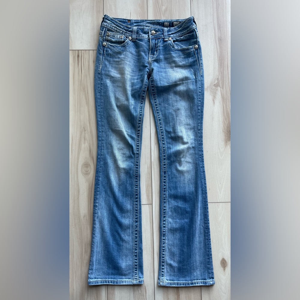 Miss Me Low Rise Y2K Rhinestone Embellished Bootcut Jeans - Picture 4 of 13